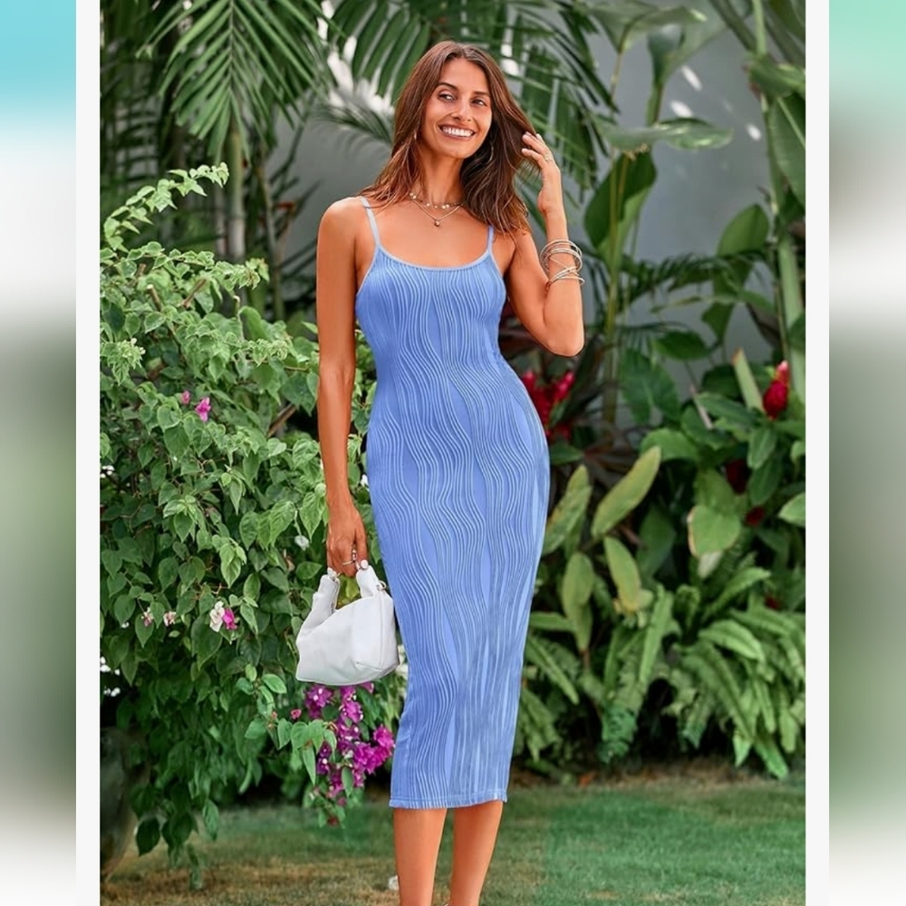 Summer Spaghetti Strap Sleeveless Fitted Dress xs‎